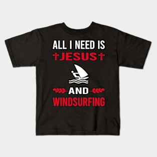 I Need Jesus And Windsurfing Windsurf Windsurfer Kids T-Shirt